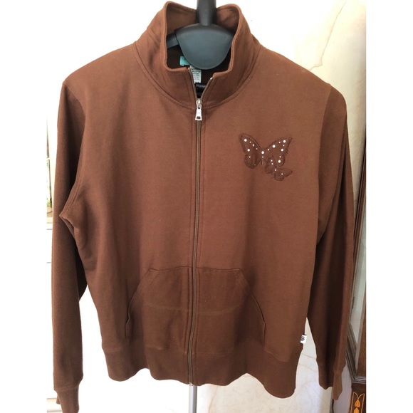 Silverwear brown butterfly front pouch pocket zip up - Picture 1 of 11